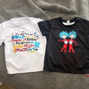 Dr. Seuss Two Kids Tees - Black and White with Colorful Designs 4T